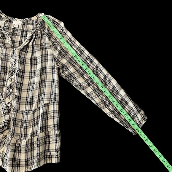 J.Jill Women Plaid Button Front Relaxed Fit Long Sleeve Tiered Peplum Top SZ/ S - Picture 5 of 11
